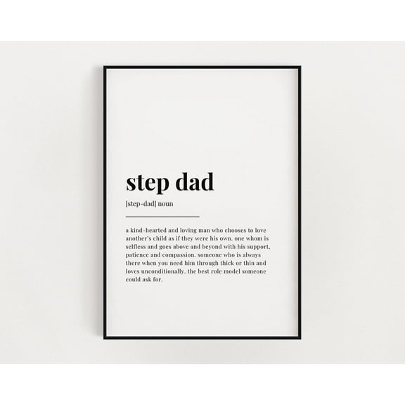Step Dad Definition Meaning, Wall Art, Step Dad, Print Home Decor #3401, Unframed Canvas Size 12x18