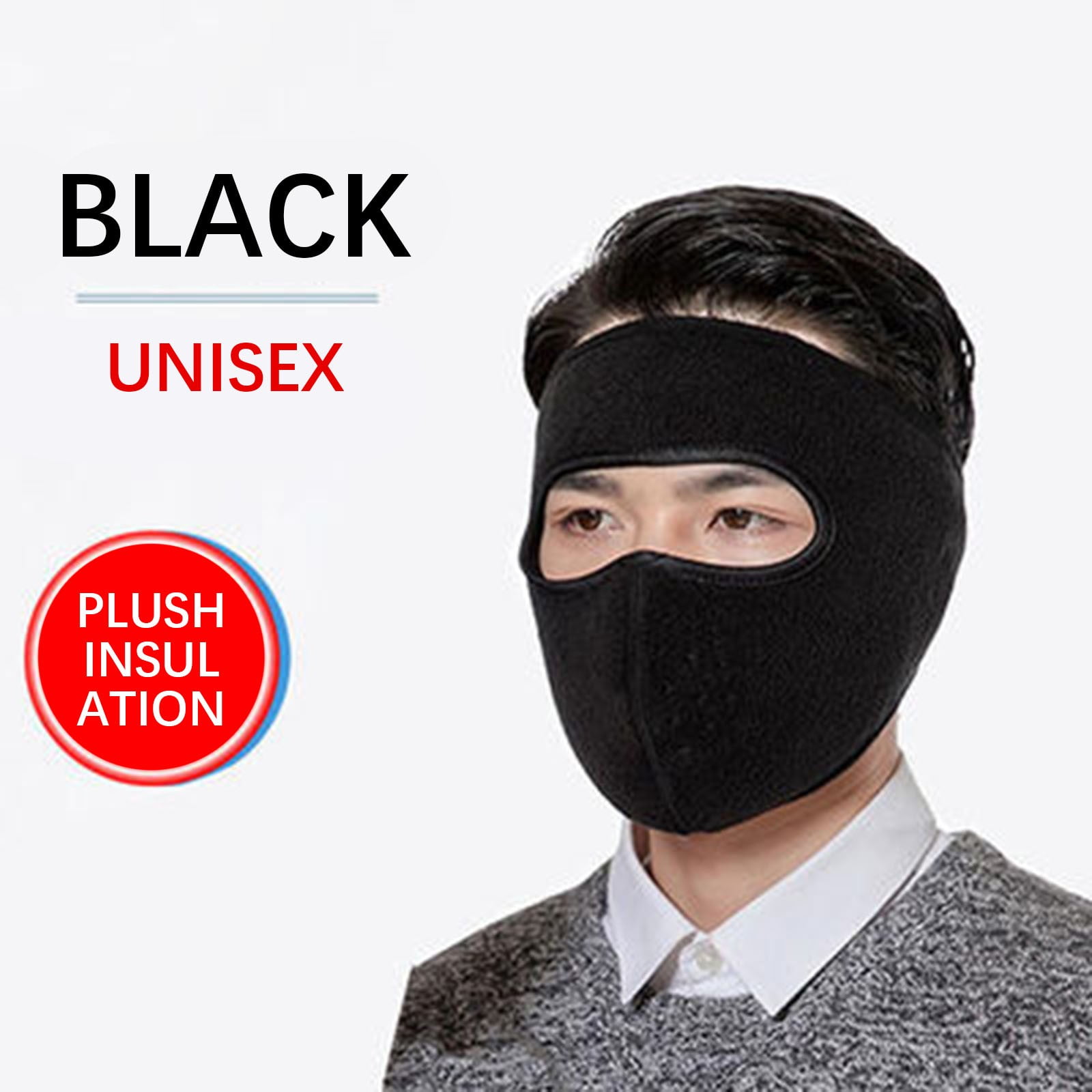 Winter Fleece Full Face Mask Neck Warmer With Velcro Closure