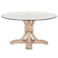 thumbnail image 2 of Benzara Round Dining Table with Glass Top, Stone Wash-Color:Rustic Java Brown, 2 of 4