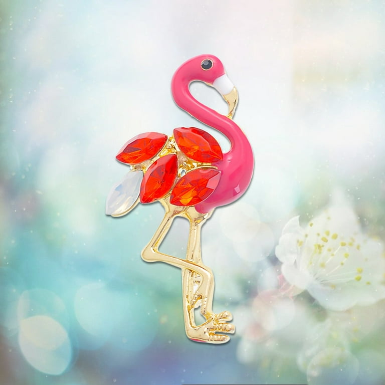 1PC Flamingo Brooch Alloy Rhinestone Inlaid Cartoon Lapel Pin