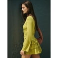 thumbnail image 5 of Women'S Long Sleeve Mini Dress Boat Neck Ruffle Bodycon Mini Flowy Cocktail Party Dresses Mustard Yellow S, 5 of 9