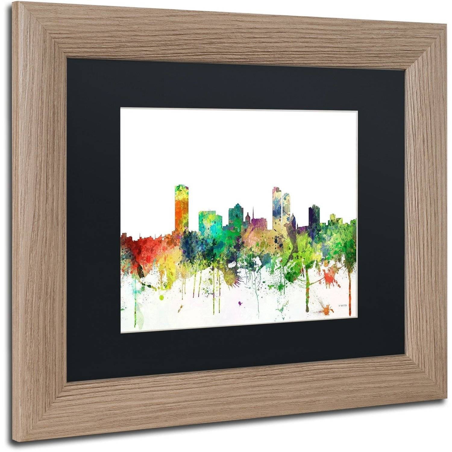 Trademark Fine Art "Milwaukee Wisconsin Skyline SP" Canvas Art by Marlene Watson, Black Matte, Birch Frame