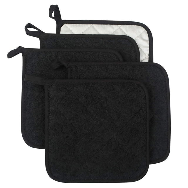 4 agarraderas de algodón para ollas, hechas de algodón, lavables a máquina, resistentes al calor, para cocina diaria, agarraderas básicas para ollas, almohadillas calientes