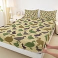 thumbnail image 3 of jejeloiu Cute Duck Animals Bed Sheets,Green Brown King Sheets For Men Women 4pcs, 3 of 7