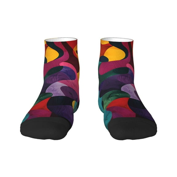 Fuzoiu Vibrant Abstract Flow Print Adult Socks, Crew Moisture-wicking Socks, Unisex Cushion Crew Socks,Casual Sports Ankle Socks