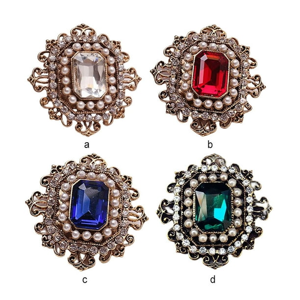 Women Square Brooch Pin Metal Ladies Decoration Overcoat
