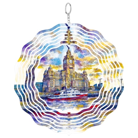 Liverpool England City Wind Spinner, Kinetic Hanging Outdoor Decor