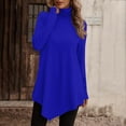 thumbnail image 2 of GigrtiJin Turtleneck Tunic Tops for Women Long Sleeve Asymmetrical Hem Blouses Dressy Casual Solid Color Pullover Shirts, 2 of 5