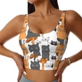 thumbnail image 2 of Haiem Funny Cats Pattern Womens Sports Bra - U Neck Padded Low Impact Yoga Bra Workout Crop Top Gym Moisture-Wicking Workout Vest -Large, 2 of 9