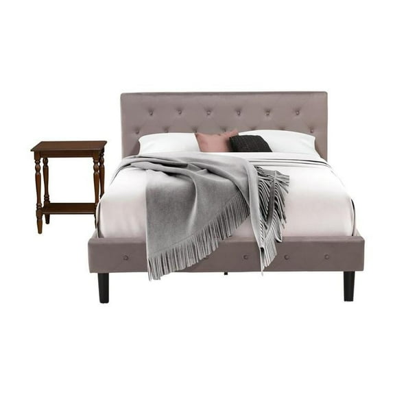 East West Furniture Nolan 2-Piece Wood Queen Bedroom Set in Brown/Mahogany