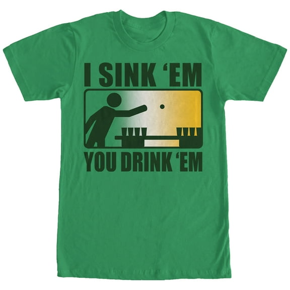 Men's Lost Gods Pong I Sink Em You Drink Em Graphic Tee Kelly Green 2X Large