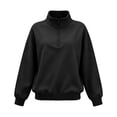 thumbnail image 3 of Horkkom Quarter Zip Pullover Women Casual Loose Soft Tops Oversized Fall Winter Sweatshirt XL, 3 of 6