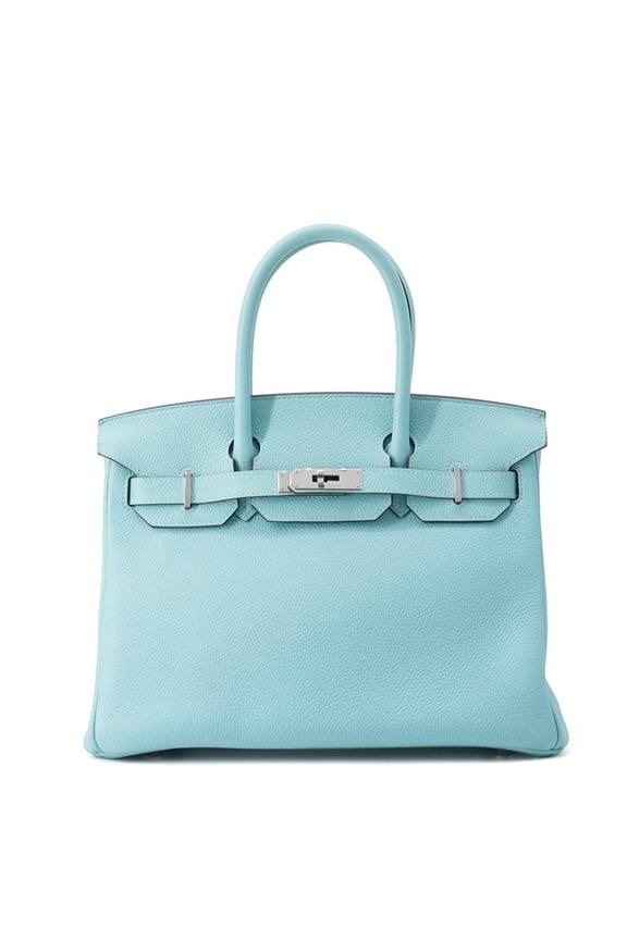 Pre-Owned Hermes Birkin 30 Blue Atoll Togo T Stamp HERMES Handbag Women's