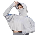 thumbnail image 5 of Mdesiwst Women Sunscreen Coat Zipper Opening Hooded Face Nack Protection Ice Silk Anti-UV Loose Thin Soft Breathable Long Sleeve Color Matching Cycling Camping Jacket, 5 of 7