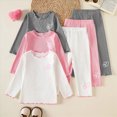 thumbnail image 2 of WXFAZCVU Girls Fall Outfits 3 Pack Heart Print Cotton Long Sleeve and Pants Kids Clothing Set Size 6-9 Months, 2 of 4
