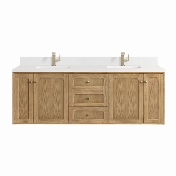 James Martin Vanities 545-V72-1Wz Laurent 72" Double Basin Poplar Wood Vanity Set - Light