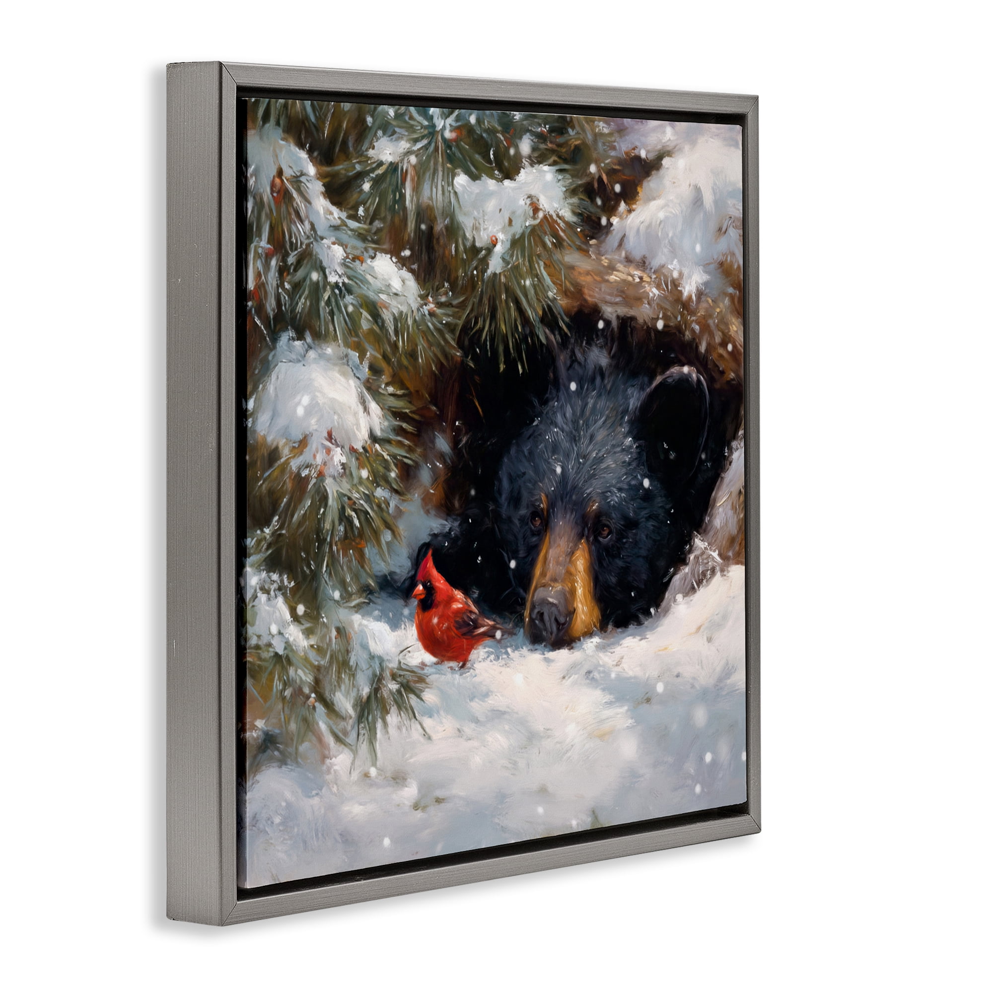 Stupell Industries Warm Watch From The Den Gray Framed Floater Canvas Wall Art, design by Tina LeCour