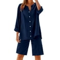 thumbnail image 2 of MSJUHEG Shorts Pants Lounge Sets Womens Sets Summer Sets for Women Biker Short Set Workout Outfits for Women 2 Piece Short Sets for Women 2 Piece Summer Sets for Women Navy S, 2 of 5