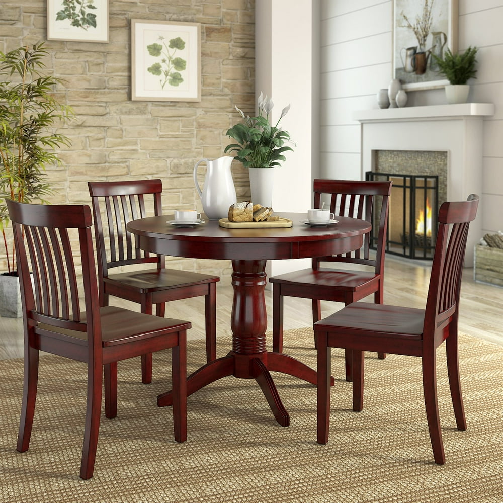 Lexington 5-Piece Wood Dining Set, Round Table and 4 Mission Back ...