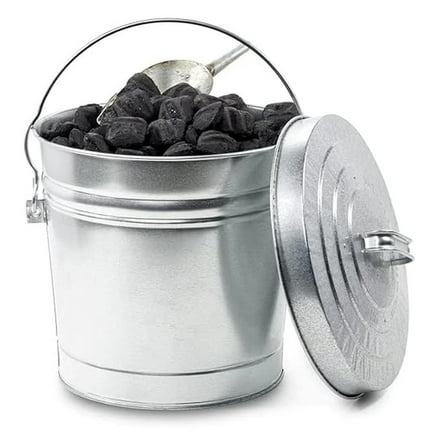 10-Gallon Steel Trash Can with Locking Lid - Galvanized Indoor/Outdoor Bin - Silver - Made in USA