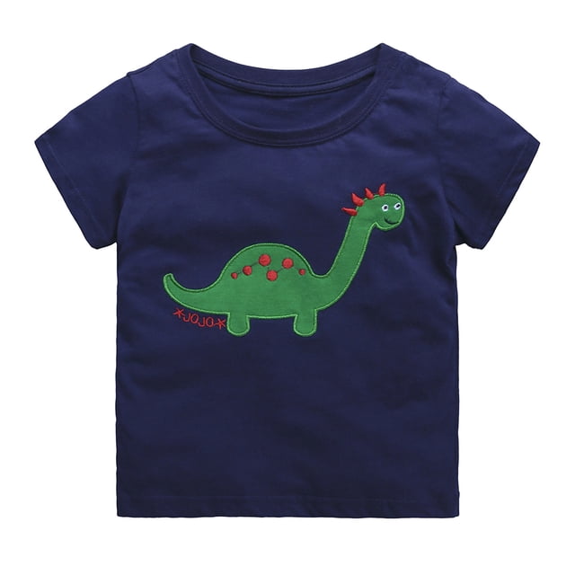 Gibobby Blusas De Niños Niños pequeños, niñas, niños, coche, dibujos animados, impresiones en 3D, camisetas sueltas, camiseta de manga corta , camisetas, ropa(Azul marino, 5-6 Años)