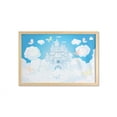 thumbnail image 1 of Tale Wall Art with Frame, Illustration of a Castle Clouds in the Sky and Butterflies Print, Printed Fabric Poster for Bathroom Living Room, 35" x 23", White and Sky Blue, by Ambesonne, 1 of 2