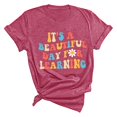 thumbnail image 4 of TSADFHJI Hauts à Manches Longues pour Femmes Ajustés T-Shirt d'Été Décontracté Imprimé à Manches Courtes Col Rond TTTG Rouge, 4 of 4
