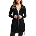 thumbnail image 5 of ClodeEU Women's Zip Long Sleeve Hooded UV Protection Long Jacket ,Casual Solid Color Coat with Pockets Black,Women's Plus L, 5 of 6
