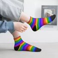 thumbnail image 2 of Rateoe Colorful Glitter Rainbow Pattern Quarter Crew Socks,Toe Seamed Ankle Socks,Cotton Cushioned Breathable Athletic Crew Sports Socks, 2 of 7