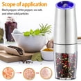 thumbnail image 2 of AMERTEER Electric Salt and Pepper Grinder Battery Powered Automatic Pepper Grinder Adjustable Coarseness Mill Grinders Stainless Steel Shakers with LED Light, 2 of 8