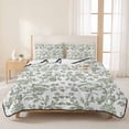 thumbnail image 3 of King Quilt Set 96''x106'', Sage Green Flower Lightweight Bedspread Coverlet Set with 2 Pillow Shams, Vintage Farmhouse Boho Leaf Spring Breathable All Season Quilt Bedding for Bedroom/Guest Room, 3 of 9