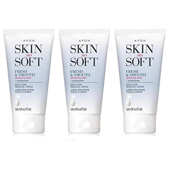 Pack of 3 Avon Skin So Soft Fresh & Smooth Sensitive Skin Body Hair Removal Cream