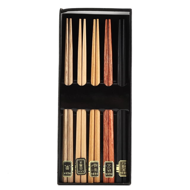 5 palillos chinos reutilizables hechos a mano con pintura de madera de troncos naturales multicolores con caja de regalo