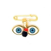14kt GP Eyes Saint Lucky Azabache Charm Gold Stainless Steel & 18 Necklace - Ojitos De Santa Lucia Azabache Para Proteccion Dije y Cadena 18