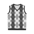 thumbnail image 4 of ZCFZJW Mens Argyle Knitwear Vest Plus Size V Neck Sleeveless Lightweight Slim Fit Pullover Knitted Sweater Casual Work Business Tank Tops Gray#02 L, 4 of 6