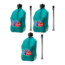 VP Racing 3622-CA, 5.5-Gallon Square Motorsport Jug Caribbean w/ 14" Standard Hose Close-Trimmed Cap and Neck for Tight Seal (3 Pack)
