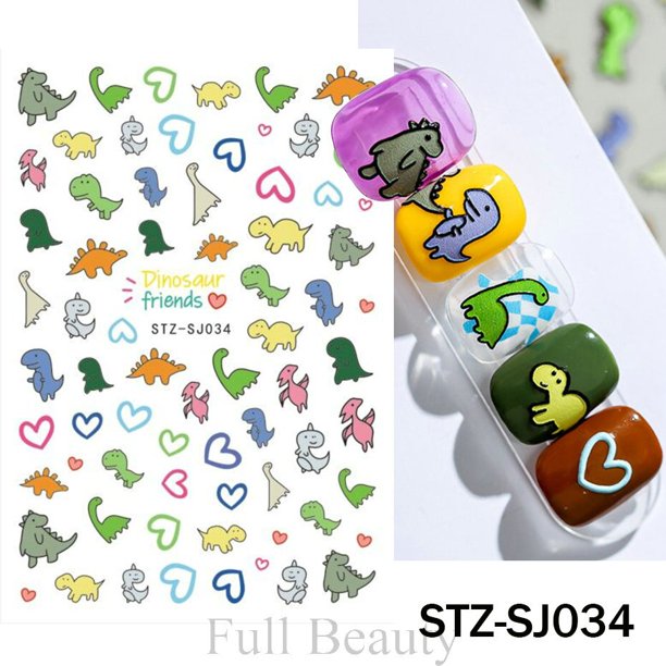 Pegatina 3D de dinosaurio Kawaii para decoración de uñas, calcomanía autoadhesiva de dibujos animados, deslizadores de diseño lindo, accesorios de decoración de manicura, CHSTZ-SJ034