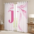 thumbnail image 2 of Manfei Romantic Shabby Chic J Personalized Initial Blackout Curtains Set of 2 (52x84 Each) for Girls Teens,Kids Princess Style Ribbon Bow Knot Window Curtains,Microfiber Bedroom Decor, 2 of 6