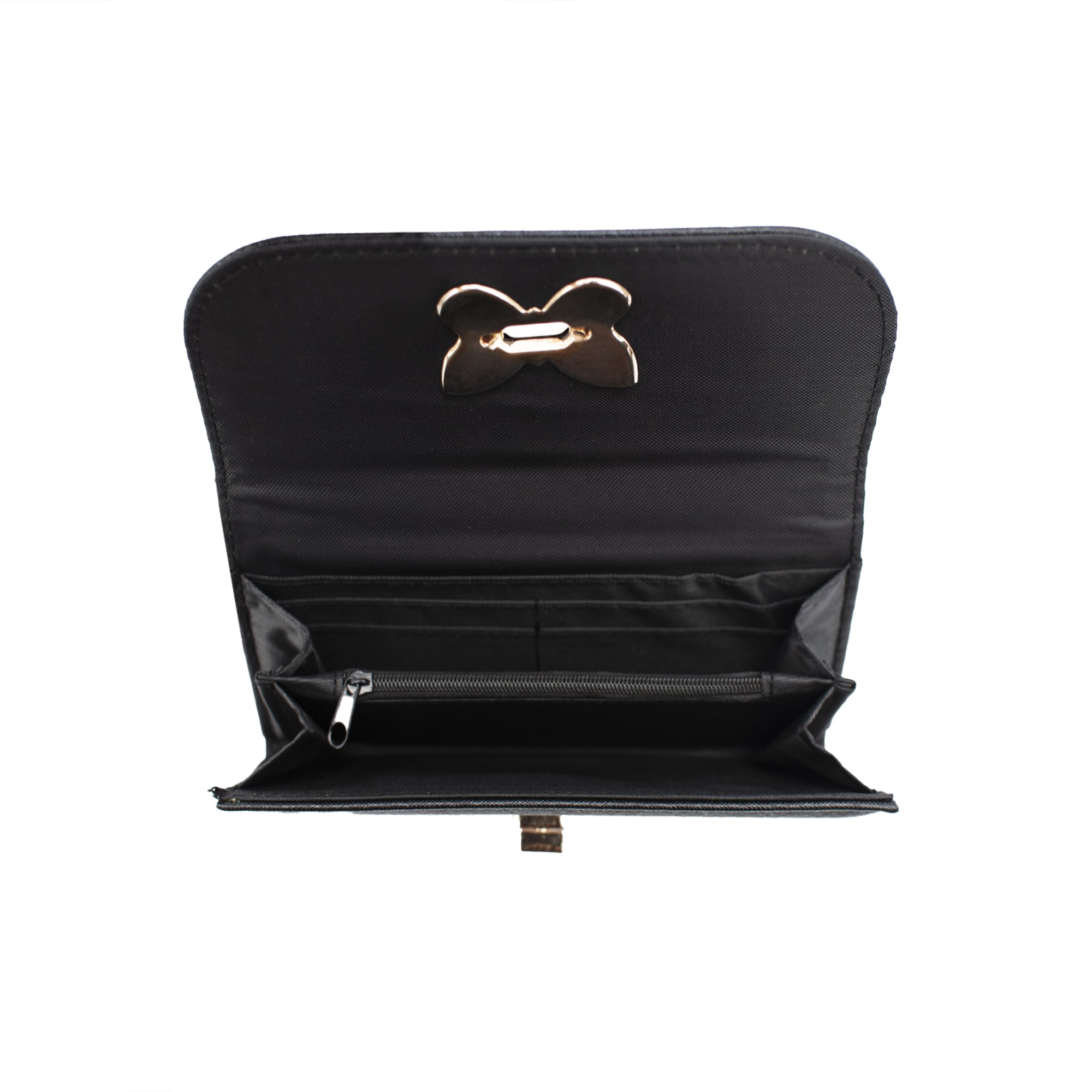 Olivia and Kate Women’s Small Black Saffiano Leather Clutch Wallet withWristlet