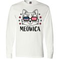 thumbnail image 3 of Inktastic 4th of July Meowica Cat in Flag Sunglasses Long Sleeve T-Shirt, 3 of 5