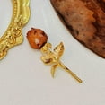 thumbnail image 3 of Gorgeous Real Dried Rose Bud Lapel Pin Brooch Gold Tone, 3 of 7