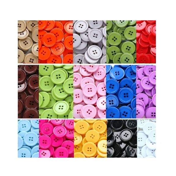 1 Inch 25mm Assorted Buttons, 15 Color Flatback Sewing Buttons for DIY Crafts, Scrapbooking, Clothing Repair, Multicolor
