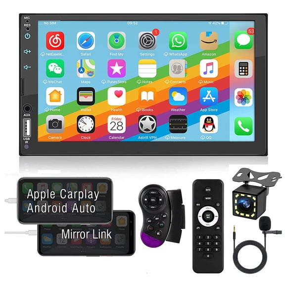 7" Car Radio For Apple/Andriod Carplay Car Stereo Touch Screen Double Din Camera