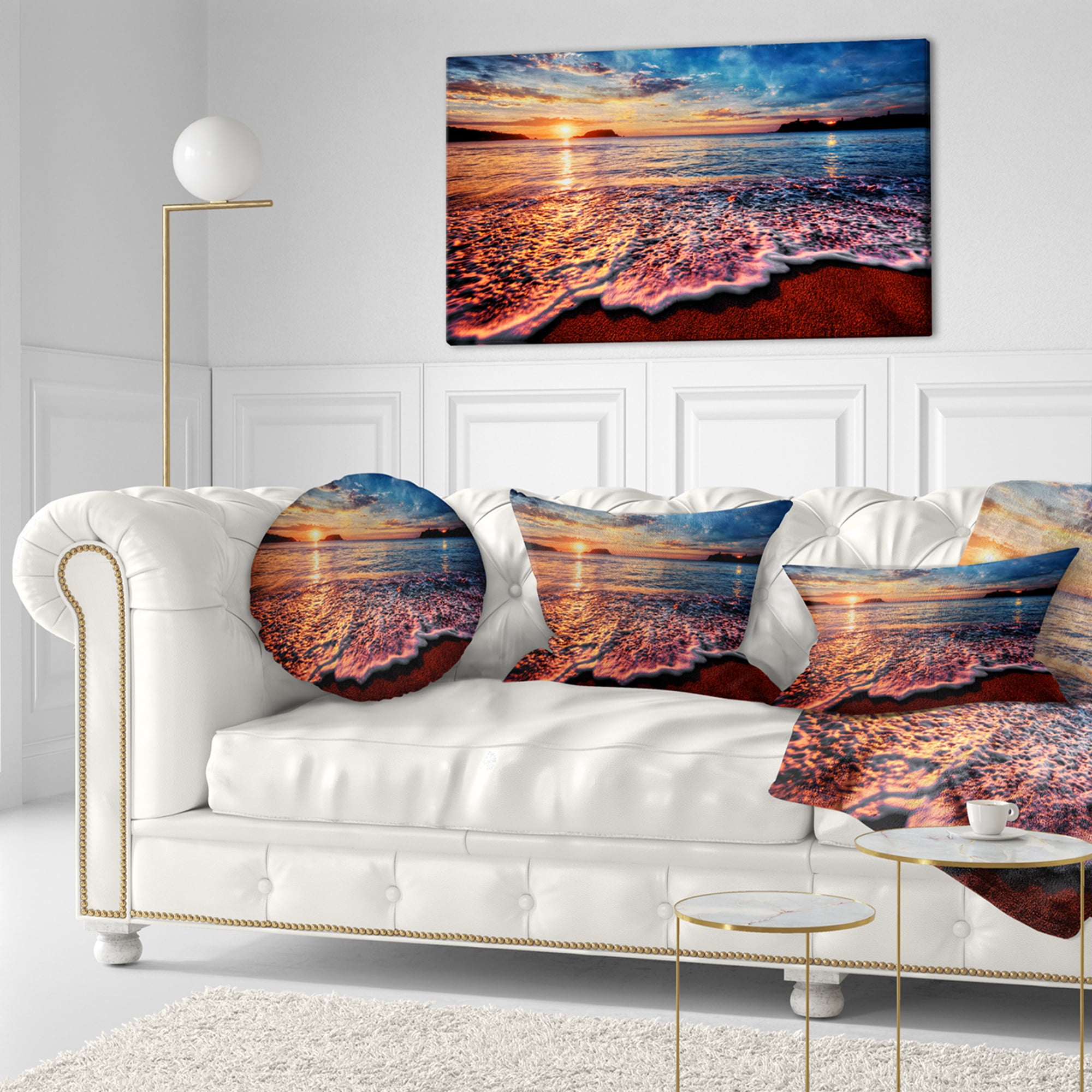 Designart 'Peaceful Evening Beach View ' Seascape Canvas Art Print