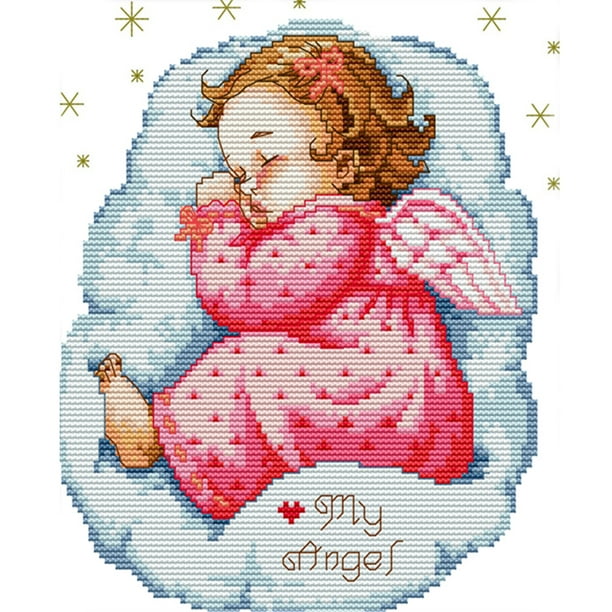 14CT 2 Hilos Cgtredaw 22x28cm DIY Ángel Durmiente Bebé Kit Punto Cruz