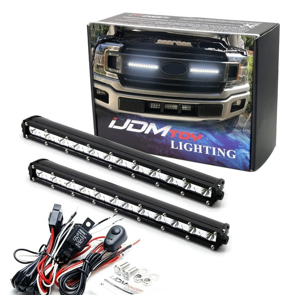 Front Grille LED Light Bar Kit For 2018-2020 Ford F150 XL XLT, Includes 36W Slim High Power LED Lightbars, Front Grill Mounting Brackets & On/Off Switch Wiring Kit