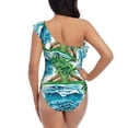 thumbnail image 5 of Picia Hawaii Palms Pattern Women's One Piece Swimsuits,One Shoulder Swimwear Asymmetric ,Ruffle Monokinis Bathing Suits,High Waisted Flattering Bathing Suits-Small, 5 of 8