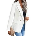 thumbnail image 4 of Women's Elegant Double-Breasted Blazer Jacket Casual Long Sleeve Tweed Coat with Pockets Beige, 4 of 4