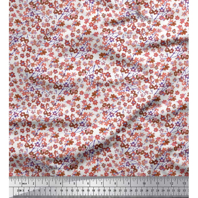 Soimoi Modal Satin Fabric Floral Shirting Print Sewing Fabric Yard 42 Inch Wide