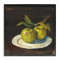 Stupell Industries Green Apple Still Life Food & Beverage Painting Black Framed Art Print Wall Art, 12 x 12